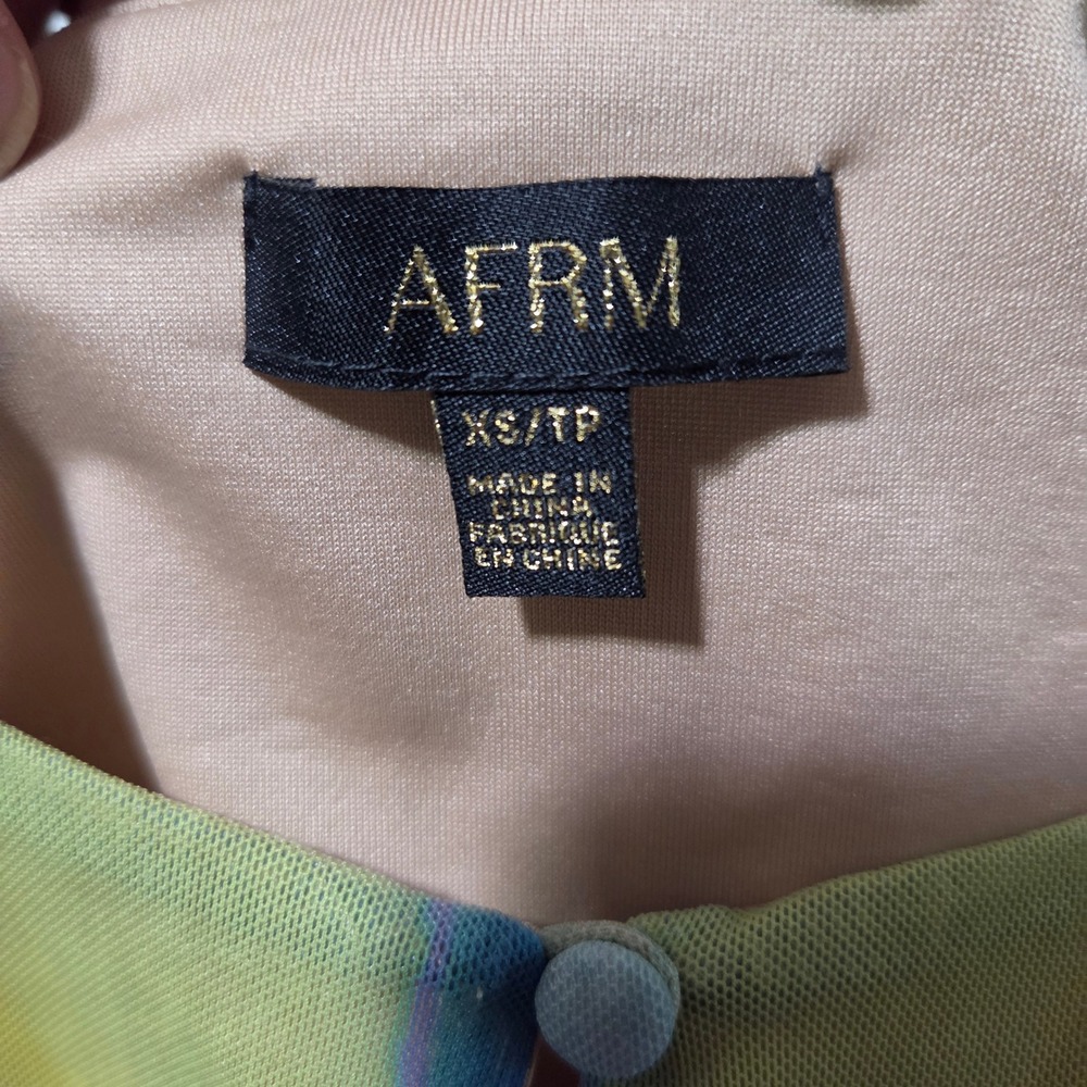 AFRM Womens Tie Dye Mesh Crop Top Long Sleeve Button Front Multi Color XS - Picture 7 of 11